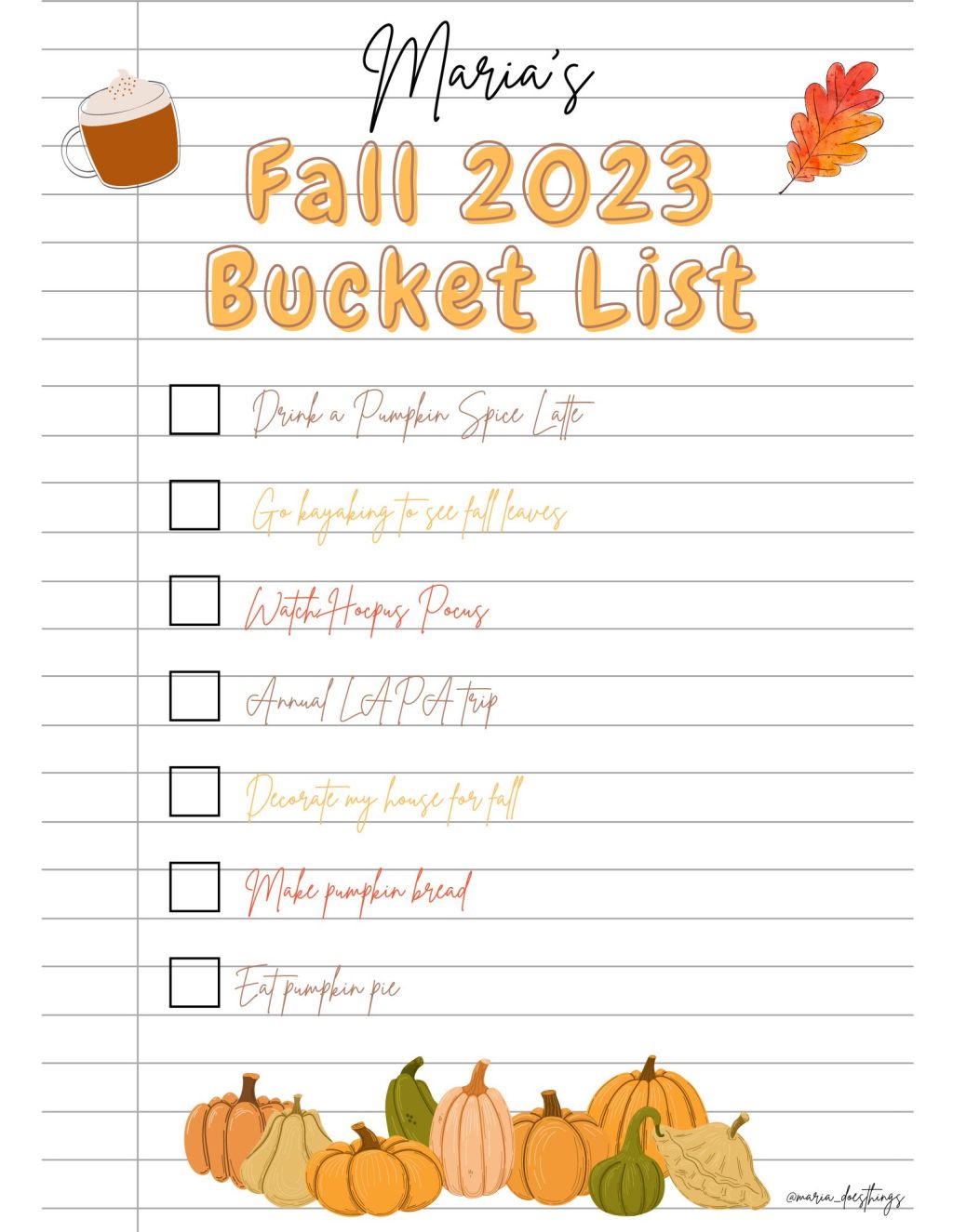 Fall 2023 Bucket&nbsp;List